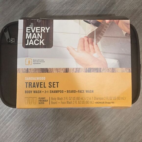 Every Man Jack Sandalwood Travel Set w/Dopp Bag - Picture 3 of 5
